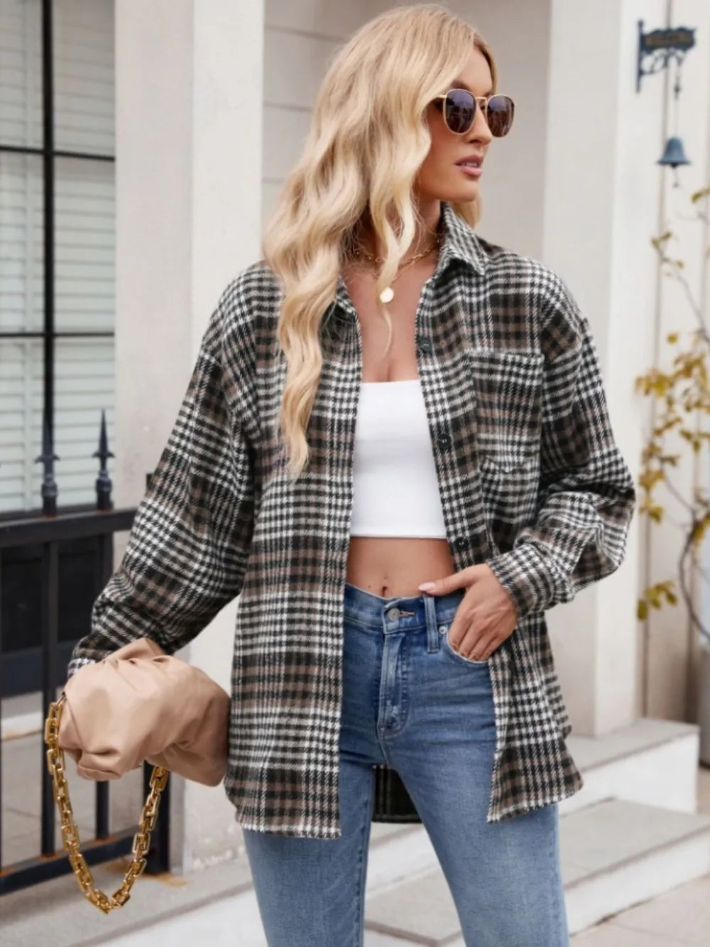Thousand bird plaid button down flannel shirt - Korvel