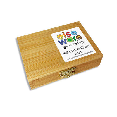 Eco-Friendly Watercolor Set in Bamboo Box - 18 Pans