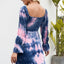 Robe à manches évasées à encolure carrée tie-dye