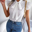 Elegant Tie Neck Cap Sleeve Blouse