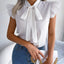Elegant Tie Neck Cap Sleeve Blouse