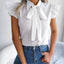 Elegant Tie Neck Cap Sleeve Blouse