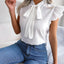 Elegant Tie Neck Cap Sleeve Blouse