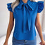 Elegant Tie Neck Cap Sleeve Blouse