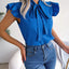 Elegant Tie Neck Cap Sleeve Blouse
