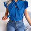Elegant Tie Neck Cap Sleeve Blouse