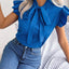 Elegant Tie Neck Cap Sleeve Blouse