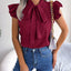 Elegant Tie Neck Cap Sleeve Blouse