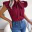 Elegant Tie Neck Cap Sleeve Blouse