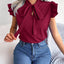Elegant Tie Neck Cap Sleeve Blouse
