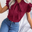 Elegant Tie Neck Cap Sleeve Blouse