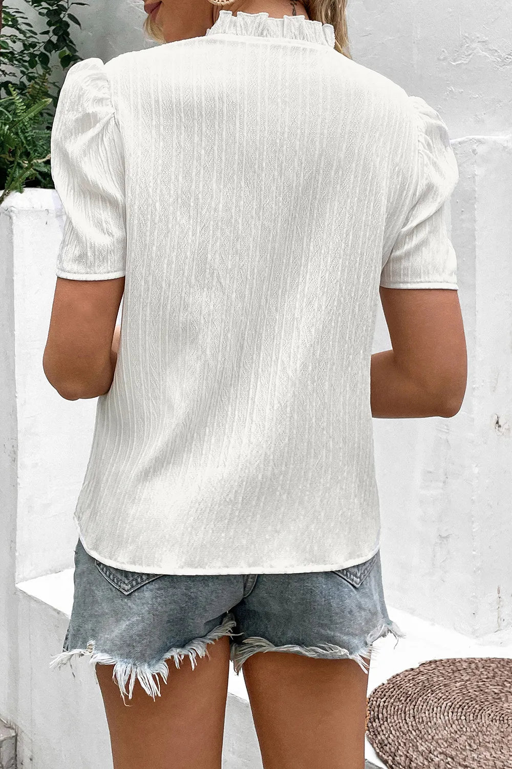 Elegant Tie Neck Puff Sleeve Blouse