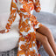 Tied Button Up Long Sleeve Dress - Korvel