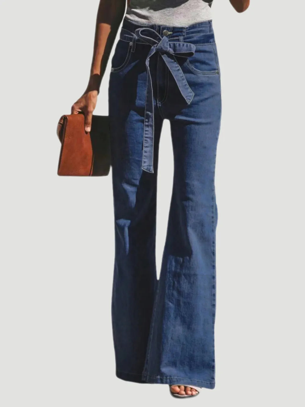 Tied Flare Jeans with Pockets - Korvel