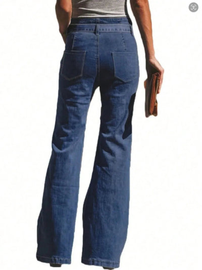 Tied Flare Jeans with Pockets - Korvel