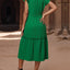 Tied Notched Cap Sleeve Dress