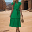Tied Notched Cap Sleeve Dress