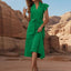 Tied Notched Cap Sleeve Dress