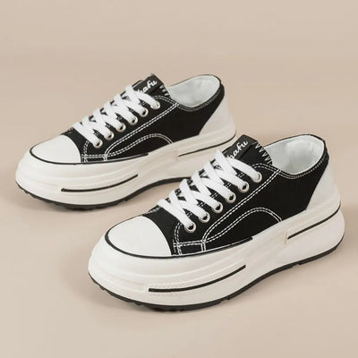 Tied Round Toe Platform Sneakers - Korvel