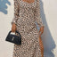 Tied Slit Printed Long Sleeve Midi Dress
