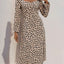Tied Slit Printed Long Sleeve Midi Dress