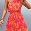 Robe à épaule unique smockée imprimée