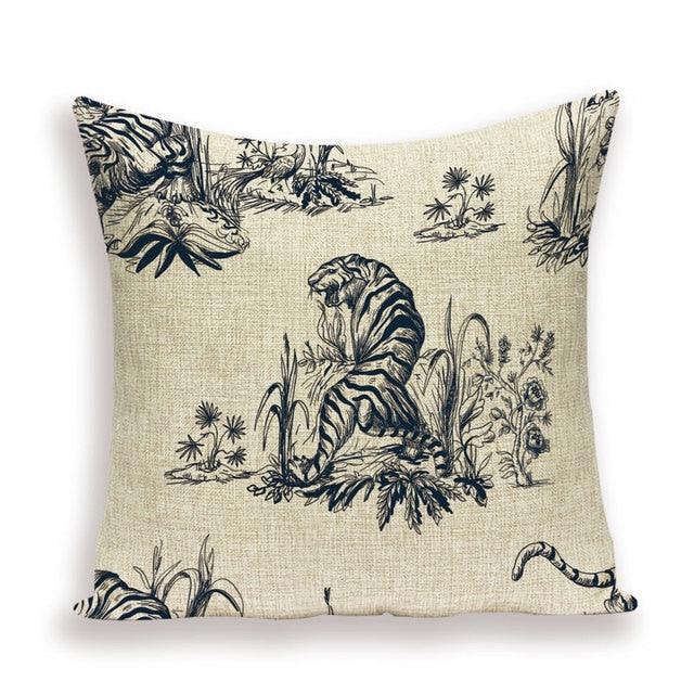Funda de Cojín con Estampado de Tigre - Funda Decorativa Premium