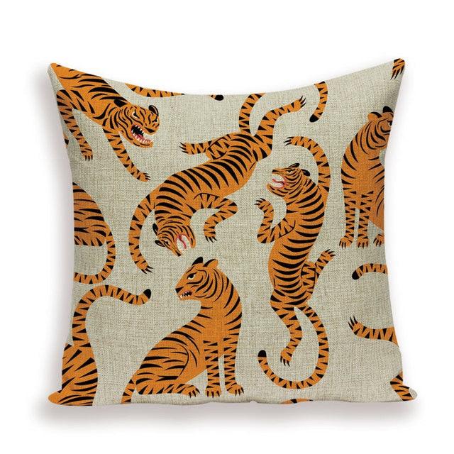 Funda de Cojín con Estampado de Tigre - Funda Decorativa Premium