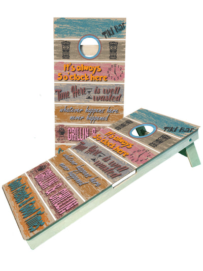 Tiki Beach Bar Inspired Cornhole Boards - Durable & Stylish for Outdoor Fun - Korvel