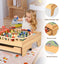 Children's Wooden Railway Set Table with 100 Pieces and Storage