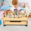 Children's Wooden Railway Set Table with 100 Pieces and Storage