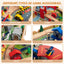 Kids Double-Sided Wooden Train Table Playset with Storage Drawer