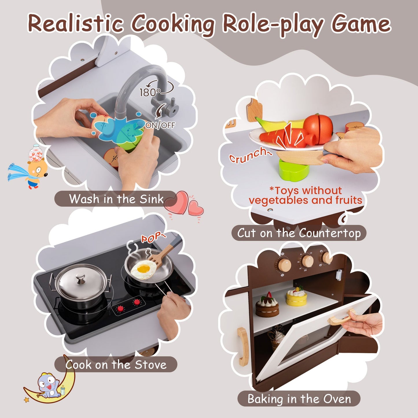 Jeu de cuisine pour tout-petits avec machine à glace et four à micro-ondes