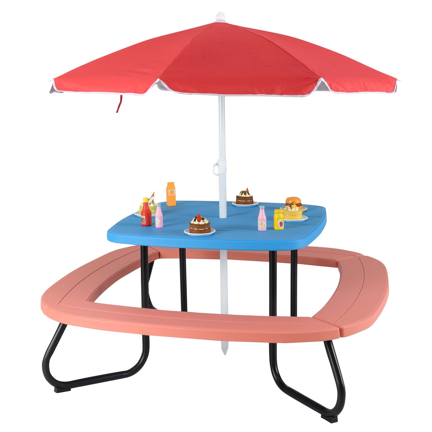 Table d'activité extérieure pour tout-petits avec parasol réglable - Bleu