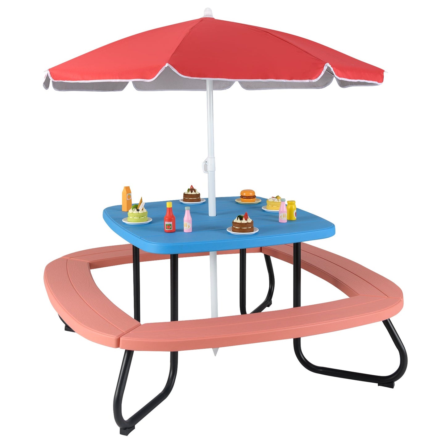 Table d'activité extérieure pour tout-petits avec parasol réglable - Bleu
