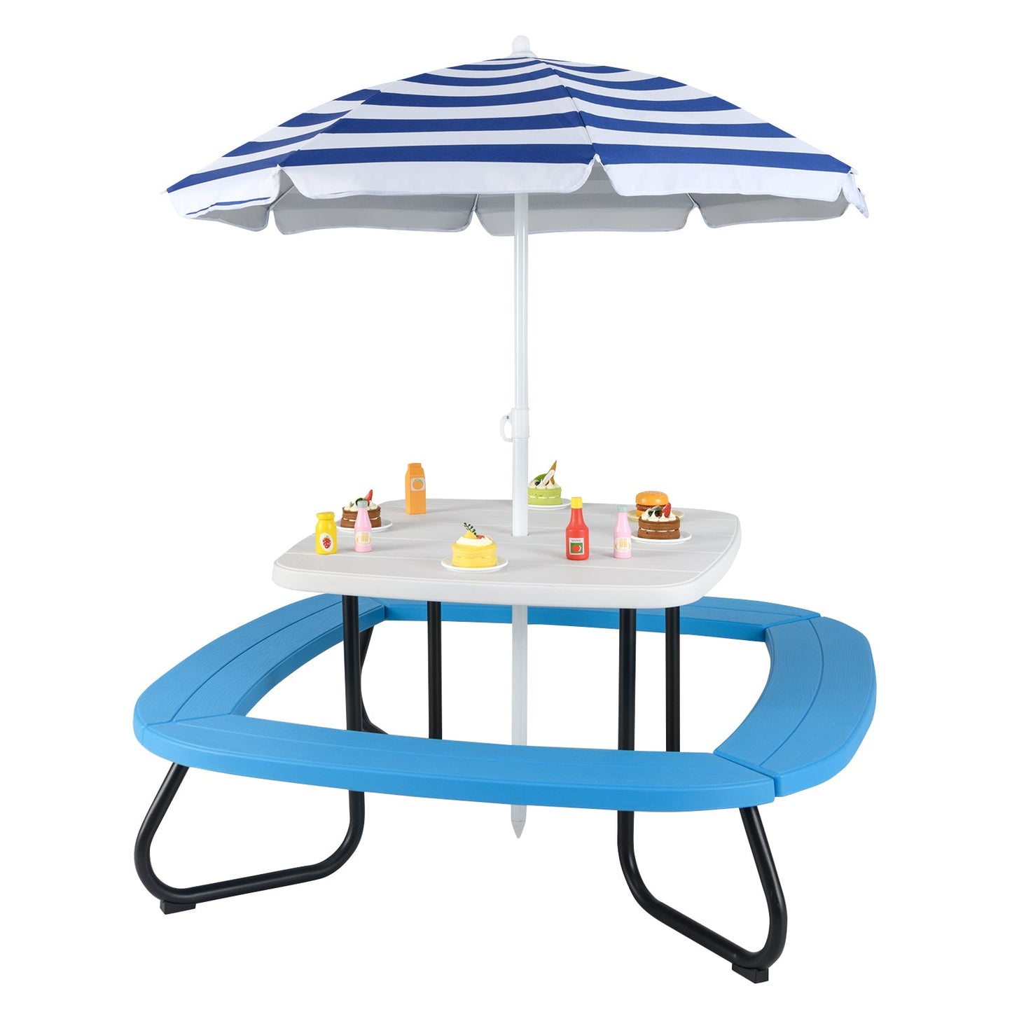 Mesa de Actividades al Aire Libre para Niños Pequeños con Paraguas Ajustable - Blanco