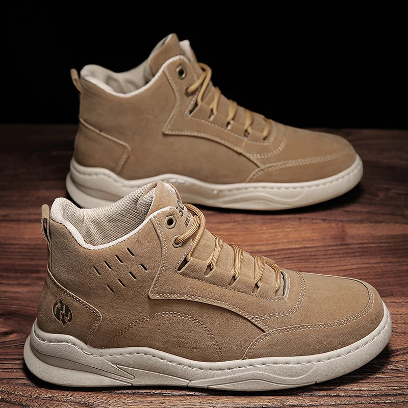 Tooling Boots Fashion Casual Sport Mans Shoe Students Four Seasons High Top Round Toe Wear-resistant Outdoor Desert Driving Boot - Korvel