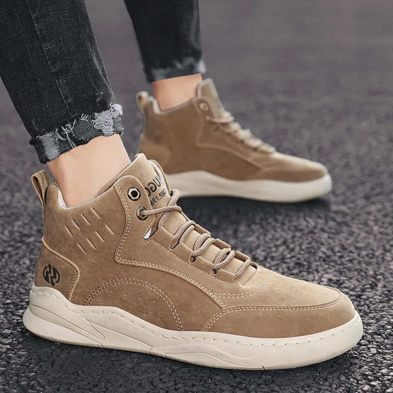 Tooling Boots Fashion Casual Sport Mans Shoe Students Four Seasons High Top Round Toe Wear-resistant Outdoor Desert Driving Boot - Korvel