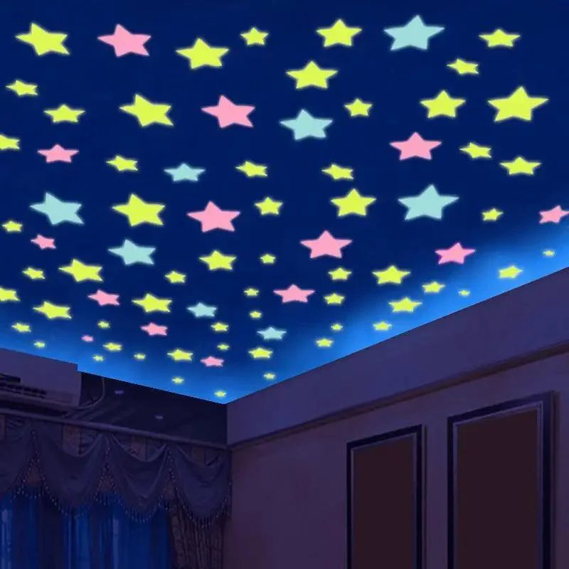 Premium 50pcs 3D Glow In The Dark Star Wall Stickers