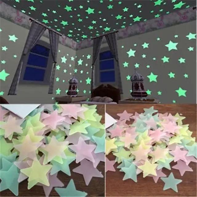 Premium 50pcs 3D Glow In The Dark Star Wall Stickers