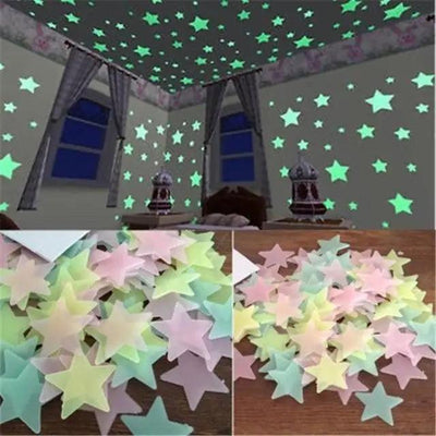 Premium 50pcs 3D Glow In The Dark Star Wall Stickers