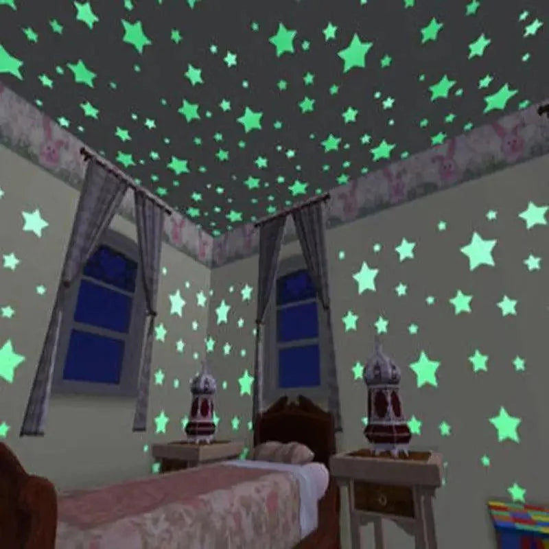 Premium 50pcs 3D Glow In The Dark Star Wall Stickers