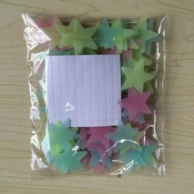 Premium 50pcs 3D Glow In The Dark Star Wall Stickers
