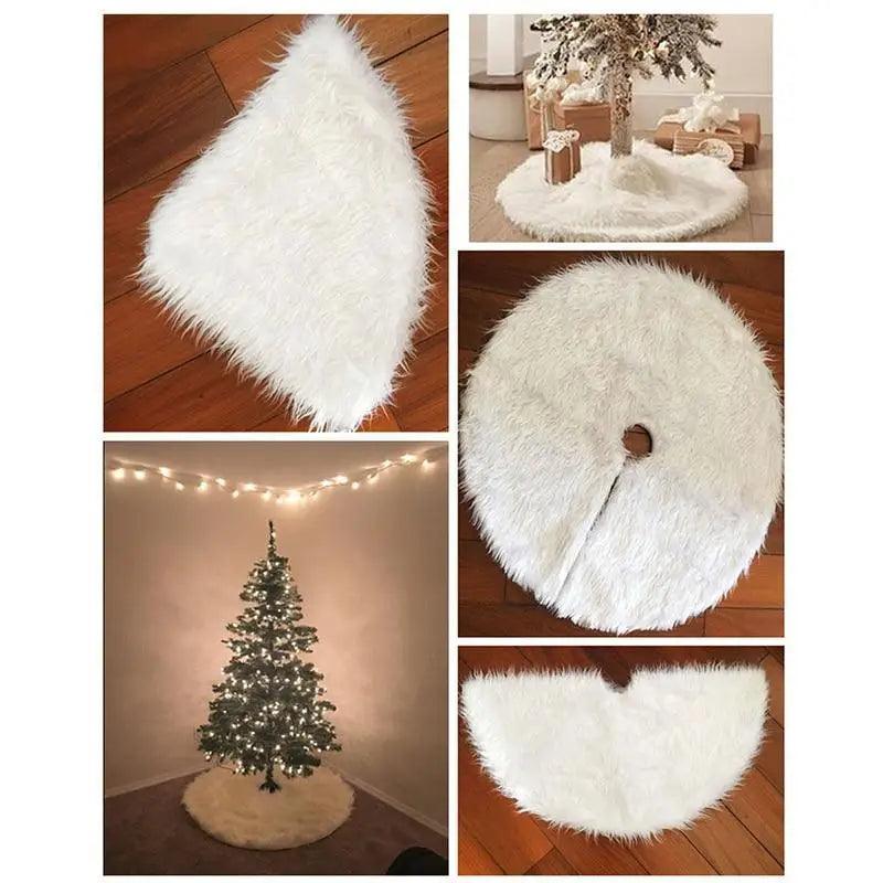 Plush Faux Fur Christmas Tree Skirt - 35" Diameter