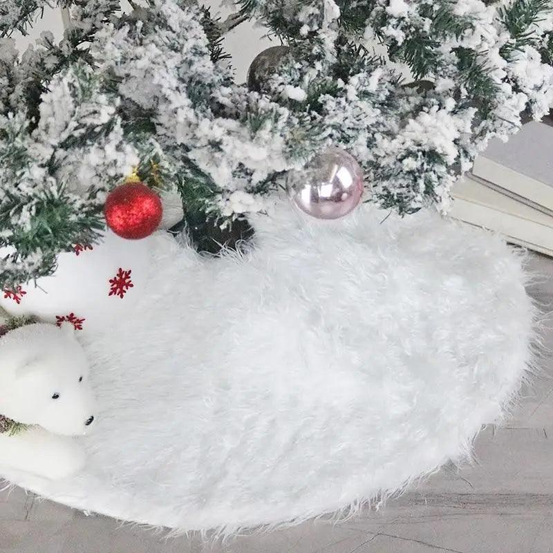 Plush Faux Fur Christmas Tree Skirt - 35" Diameter