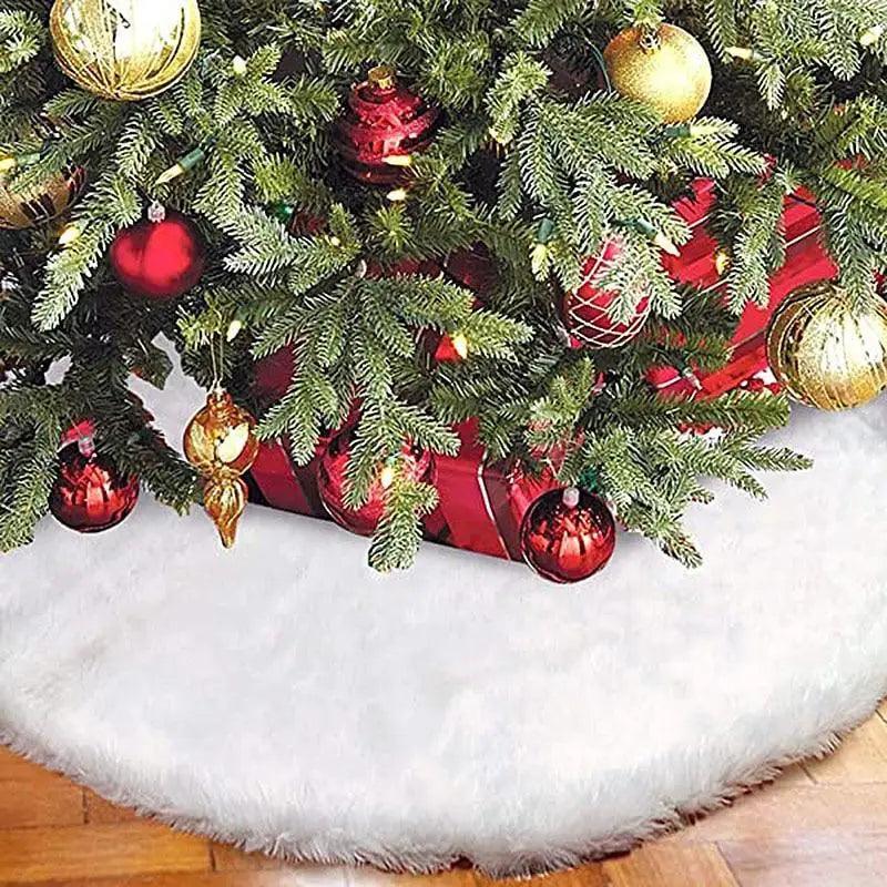 Plush Faux Fur Christmas Tree Skirt - 35" Diameter