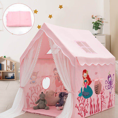 Large Kids Play Tent with Removable Cotton Mat - Pink