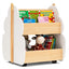 Kids Wooden Bookshelf with Universal Wheels - White