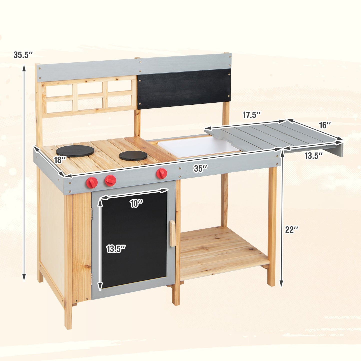 Outdoor Kid's Mud Kitchen Set with Water Box for Toddlers