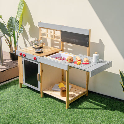 Outdoor Kid's Mud Kitchen Set with Water Box for Toddlers